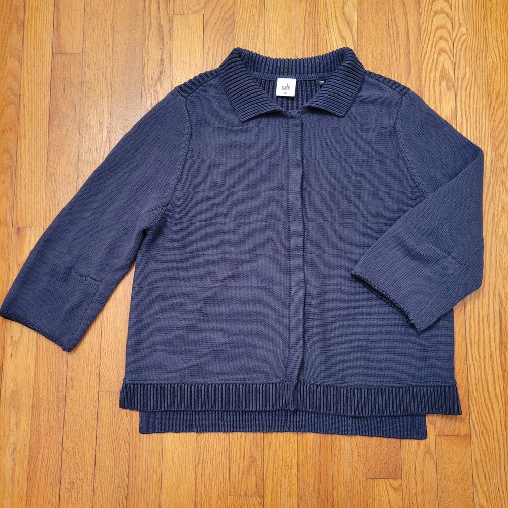 Cabi Navy Blue Knit Snap Front Cardigan Sweater Jacket‎ XL 3523 PURSUIT